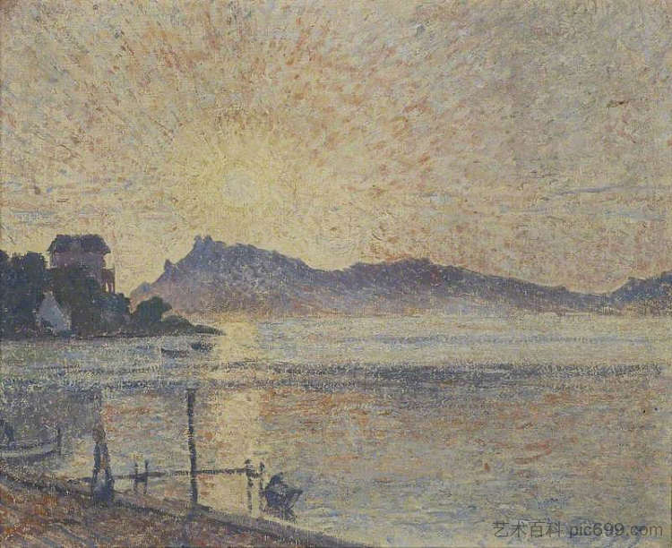 库古萨角，日落 La Pointe De Cougoussa, Sunset (1925)，吕西安·毕沙罗