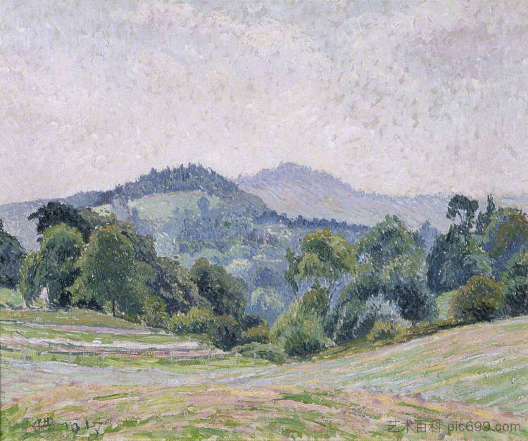 海菲尔德格林的山丘 The Hills from Hayfield Green (1918)，吕西安·毕沙罗