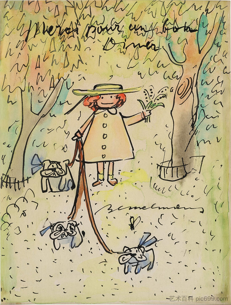 玛德琳与狗 Madeline with Dogs，路德维希·贝梅尔曼斯