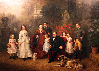 商人B.H.斯特劳斯伯格的家庭 Family of the Businessman B. H. Strousberg (1870)，路德维希·克瑙斯