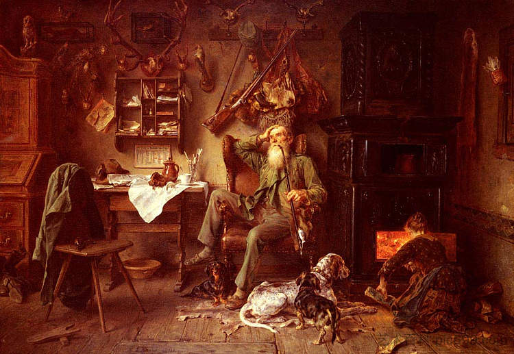 家里的护林员 A forester at home，路德维希·克瑙斯