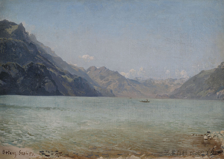 在布里恩茨湖上 On lake Brienz (1853)，路德维希·克瑙斯