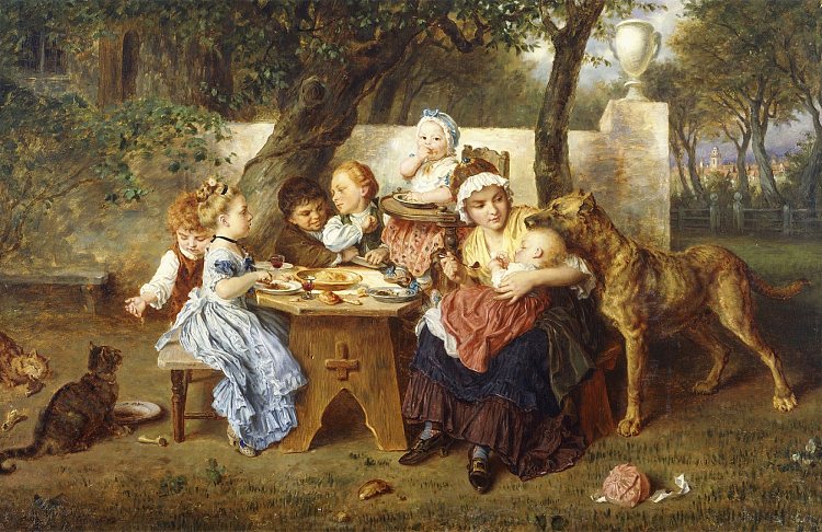 生日派对 The birthday party (c.1868)，路德维希·克瑙斯