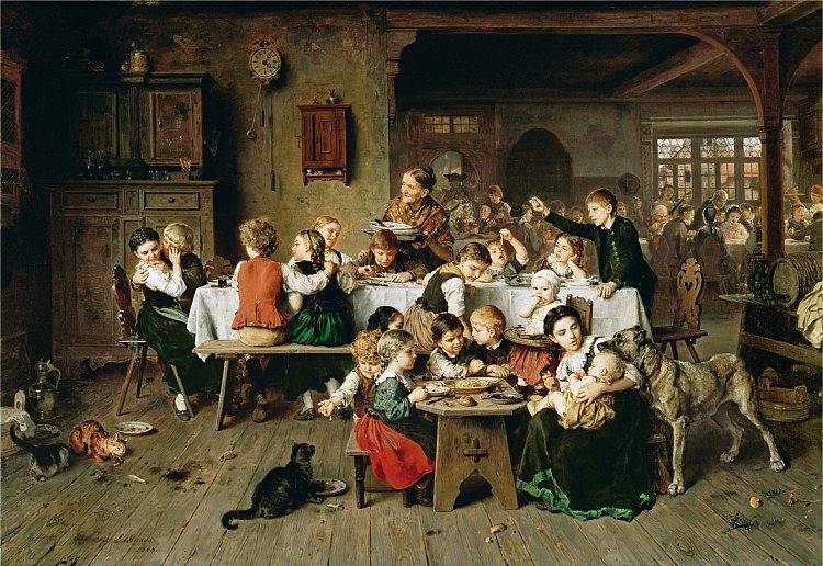 儿童派对（儿童餐桌） A Children's Party (the Children's Table) (c.1868)，路德维希·克瑙斯