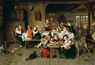 儿童派对（儿童餐桌） A Children’s Party (the Children’s Table) (c.1868)，路德维希·克瑙斯