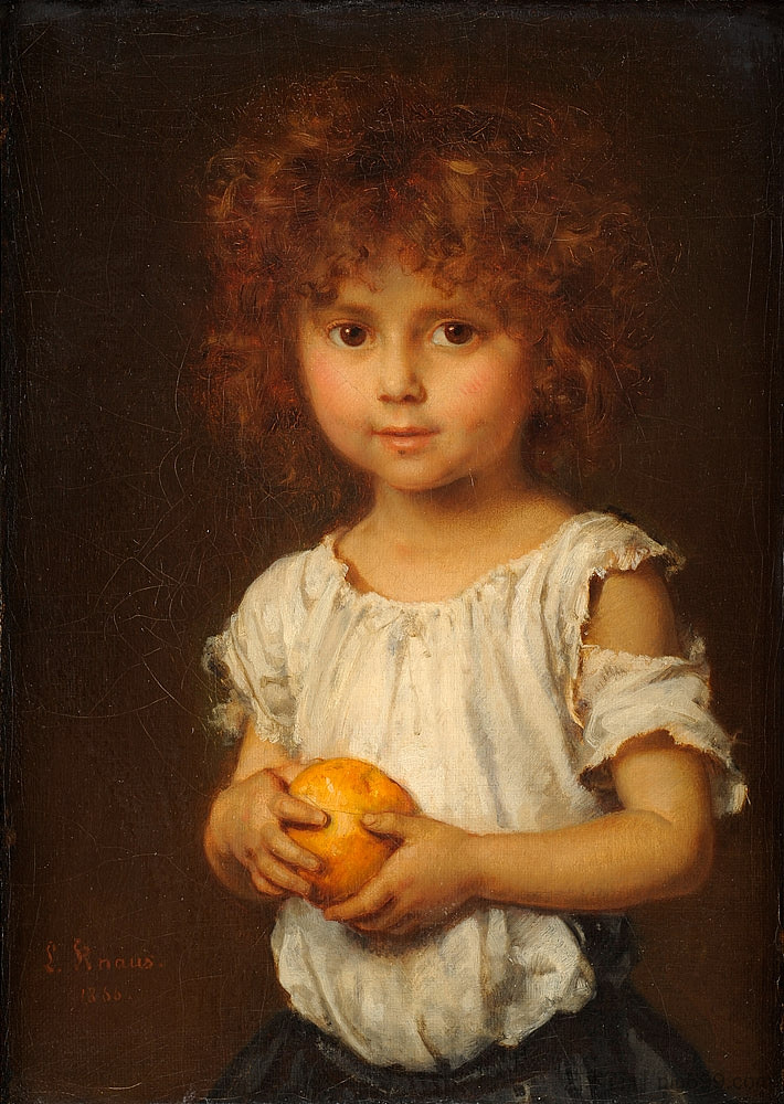 橙色的小红发 Little redhead with orange (1866)，路德维希·克瑙斯