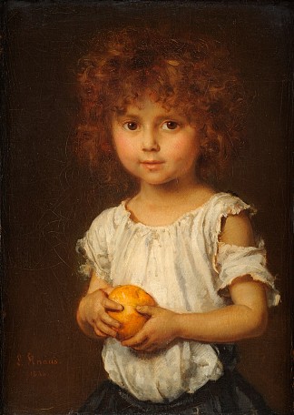 橙色的小红发 Little redhead with orange (1866)，路德维希·克瑙斯