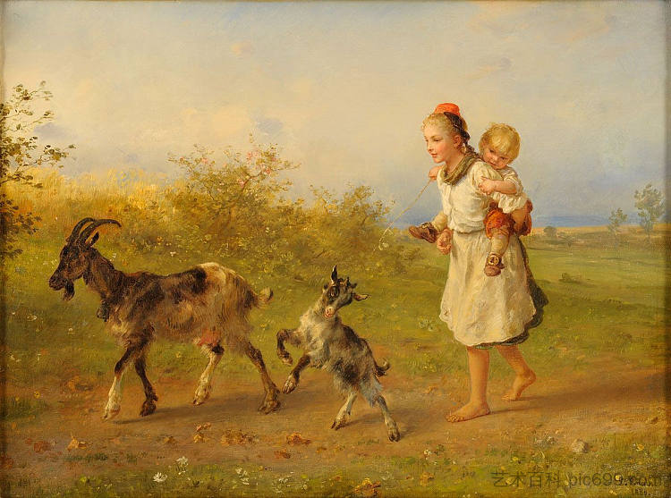 来自施瓦尔姆的女孩 Girls from the Schwalm (1886)，路德维希·克瑙斯