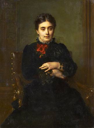 画家妻子的肖像。亨丽埃特·克瑙斯，原名霍夫曼 Portrait Of The Painter’s Wife. Henriette Knaus, née Hoffmann (1864)，路德维希·克瑙斯
