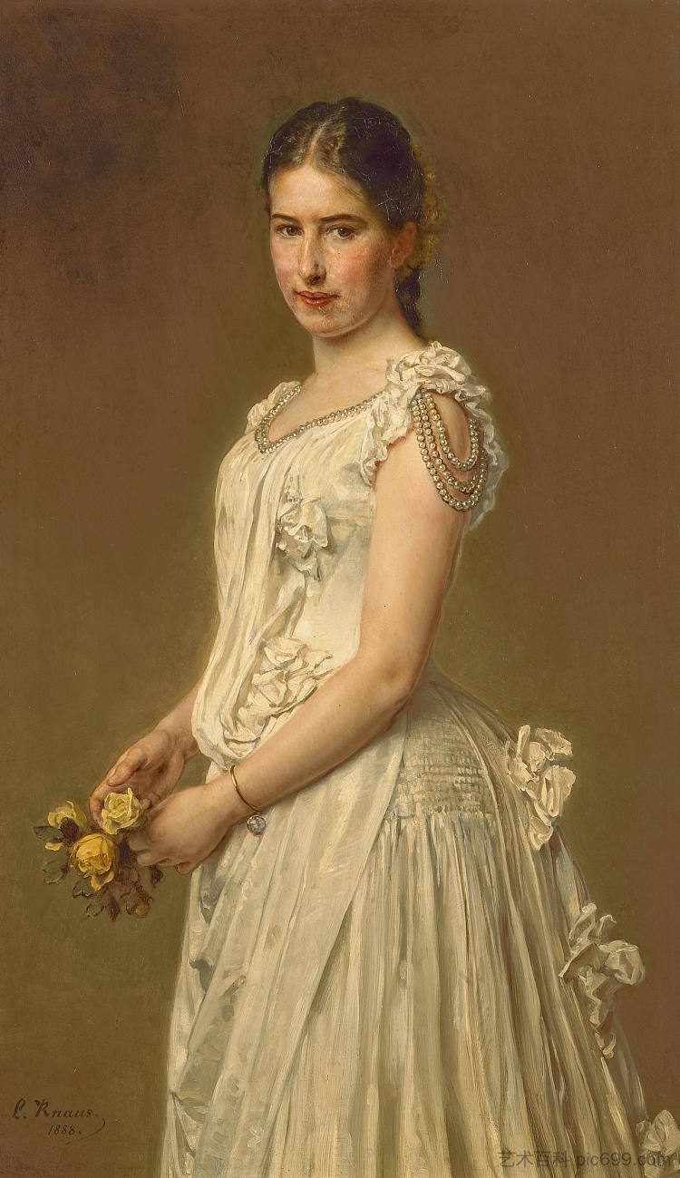 艺术家女儿约翰娜·克瑙斯的肖像 Portrait of the artist's daughter, Johanna Knaus (1888)，路德维希·克瑙斯