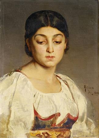 一位年轻罗马女子的肖像（1858年6月） Portrait of a young Roman woman (June 1858) (1858)，路德维希·克瑙斯