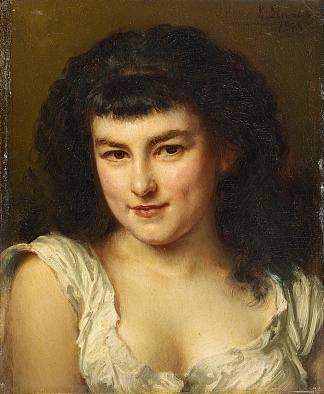 一个年轻女孩的肖像 Portrait of a young girl (1878)，路德维希·克瑙斯
