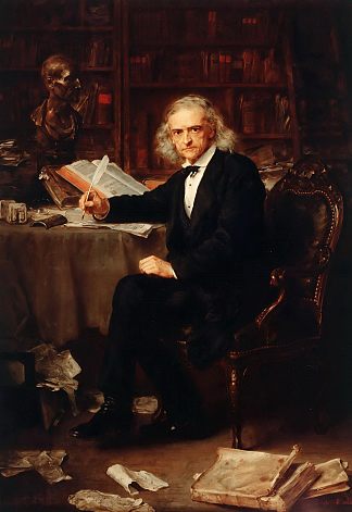 历史学家西奥多·蒙森的肖像 Portrait of the historian Theodor Mommsen (1881)，路德维希·克瑙斯