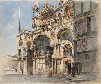 威尼斯圣马可大教堂 The Basilica of San Marco in Venice (c.1860; Venice,Italy                     )，路德维希·帕西尼