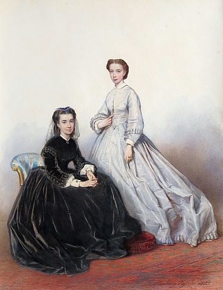 罗斯皮廖西公主和波德男爵夫人 Princess Rospigliosi and Baroness Baude (1863; Rome,Italy                     )，路德维希·帕西尼