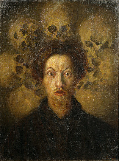 带头骨的自画像 Self-portrait with skulls (1909)，路易吉·鲁索洛