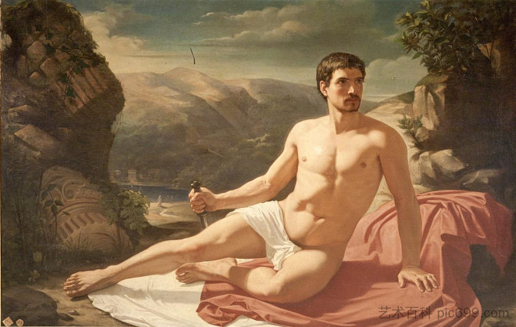 拿着匕首的男人 Man Holding a Dagger (1850),刘易斯·德·马德拉索·Y·孔茨