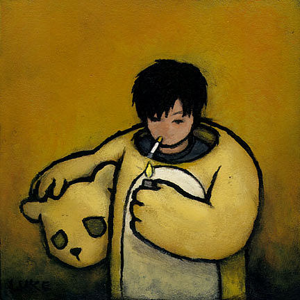 自画像（烟雾休息） Self-Portrait (Smoke Break) (2005)，卢克·丘