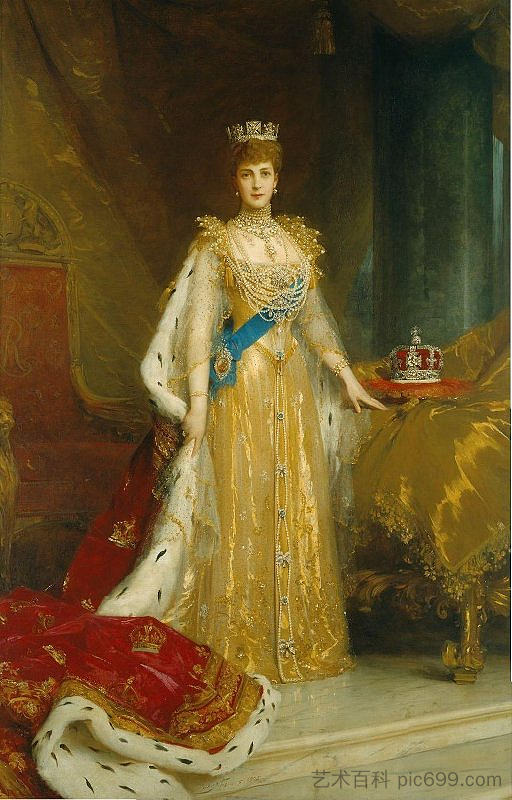 丹麦亚历山德拉的肖像 Portrait of Alexandra of Denmark (1905)，卢克·菲尔德斯