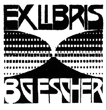 书版 B.G. 埃舍尔 [啤酒] Bookplate B.G. Escher [Beer] (1922)，莫里兹·柯尼利斯·艾雪