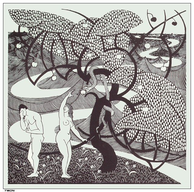 人类的堕落 Fall of man (1920)，莫里兹·柯尼利斯·艾雪