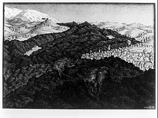 来自埃特纳火山的熔岩流 Lava Flow from Etna (1933)，莫里兹·柯尼利斯·艾雪