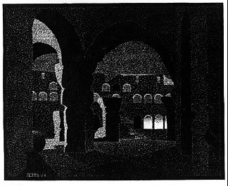 夜间罗马，罗马斗兽场 Nocturnal Rome, Colosseum (1934)，莫里兹·柯尼利斯·艾雪