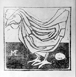 鸡蛋母鸡 Hen with Egg (1917)，莫里兹·柯尼利斯·艾雪
