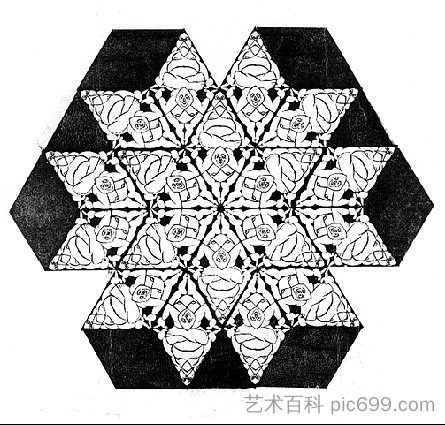 平面填充图案与人类图案 Plane-Filling Motif with Human Motifs (1921)，莫里兹·柯尼利斯·艾雪