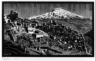 切萨罗和埃特纳火山 Cesarò and Mount Etna (1933)，莫里兹·柯尼利斯·艾雪