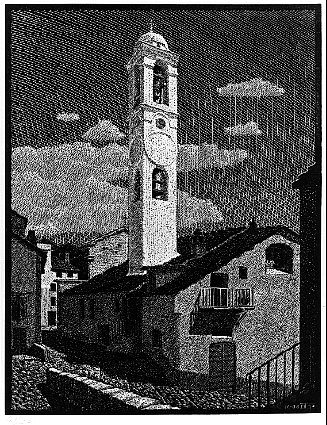 科尔特教堂，科西嘉岛 Church at Corte, Corsica (1933)，莫里兹·柯尼利斯·艾雪