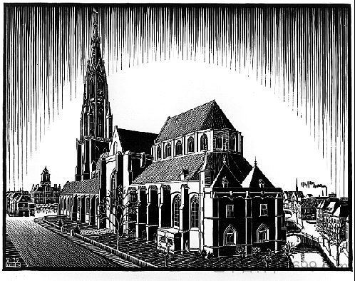 代尔夫特:新教堂 Delft: Nieuwe Kerk (1939),莫里兹·柯尼利斯·艾雪
