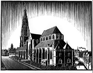 代尔夫特：新教堂 Delft: Nieuwe Kerk (1939)，莫里兹·柯尼利斯·艾雪