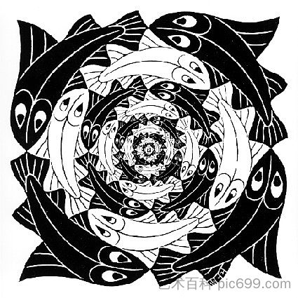 圆形鱼 Circular Fish (1956),莫里兹·柯尼利斯·艾雪