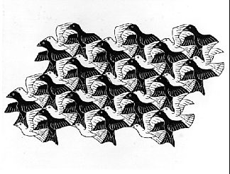 飞机与鸟类的常规划分 Regular Division of The Plane with Birds (1949)，莫里兹·柯尼利斯·艾雪