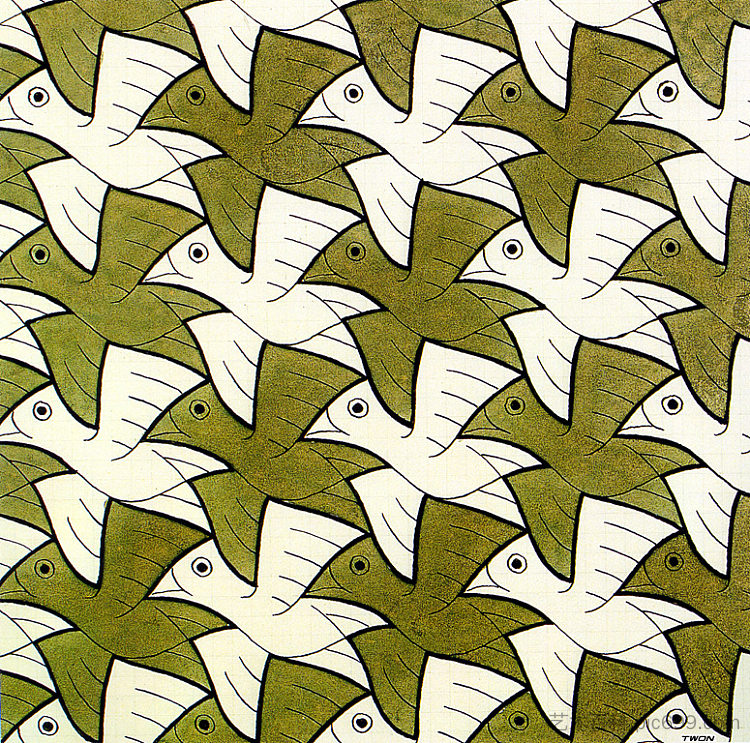 对称水彩 106 鸟 Symmetry Watercolor 106 Bird (1959),莫里兹·柯尼利斯·艾雪