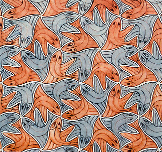 对称水彩 94 鱼 Symmetry Watercolor 94 Fish (1955)，莫里兹·柯尼利斯·艾雪