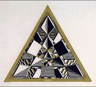 三个相交平面颜色 Three Intersecting Planes Colour (1954)，莫里兹·柯尼利斯·艾雪