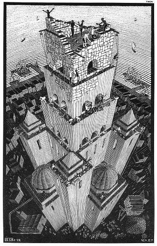 巴别塔 Tower of Babel (1928)，莫里兹·柯尼利斯·艾雪