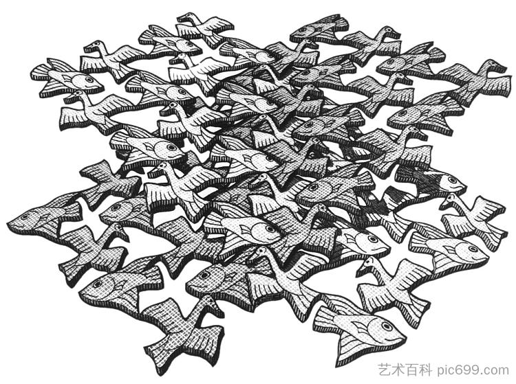 两个相交平面 Two Intersecting Planes (1952),莫里兹·柯尼利斯·艾雪