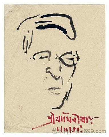 贾米尼·罗伊的肖像 Portrait of Jamini Roy (1951)，胡森