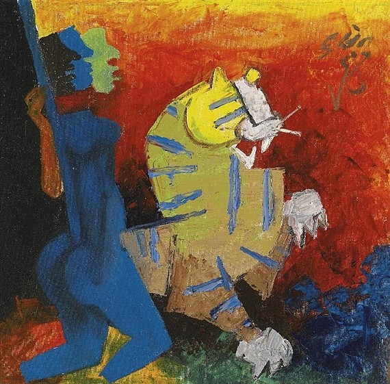 无题（蓝色人物和老虎） Untitled (Blue Figure and Tiger) (1964)，胡森