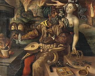 被奢侈品诱惑的炼金术士 An Alchemist Being Tempted by Luxuria，马尔滕·德·沃斯