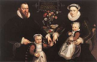 安东尼乌斯·安塞尔姆斯、他的妻子和他们的孩子的肖像 Portrait of Antonius Anselmus, His Wife and Their Children (1577)，马尔滕·德·沃斯