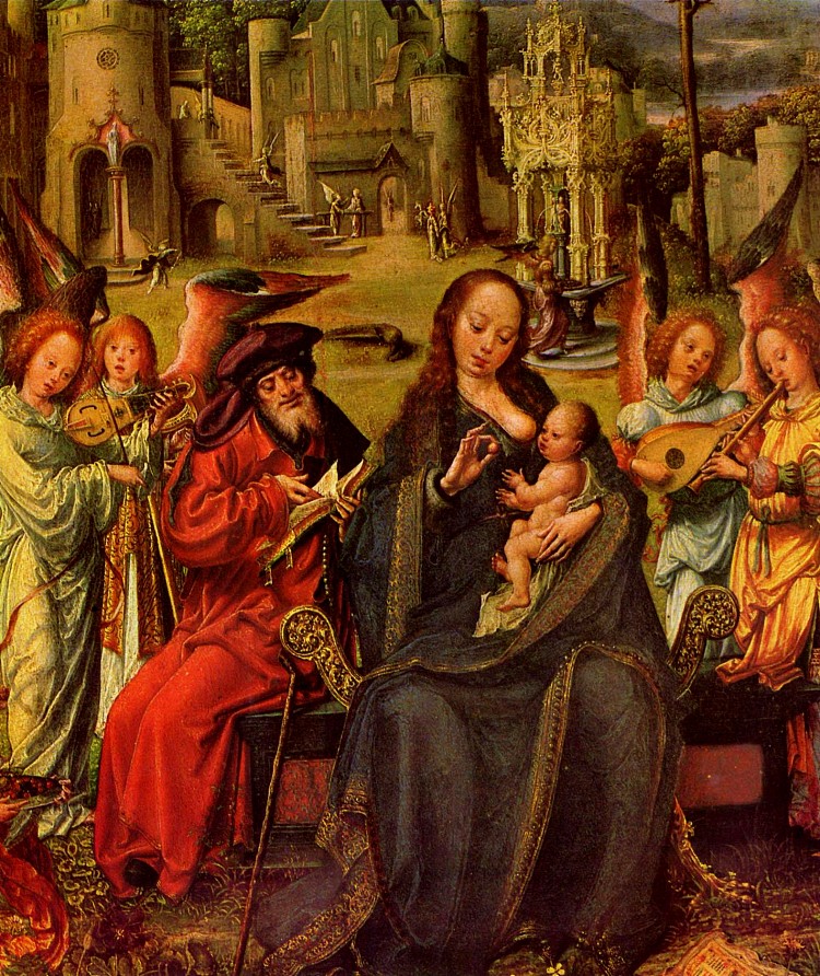 圣家庭与圣凯瑟琳和圣芭芭拉 Holy Family with St. Catherine and St. Barbara (c.1515)，马布斯