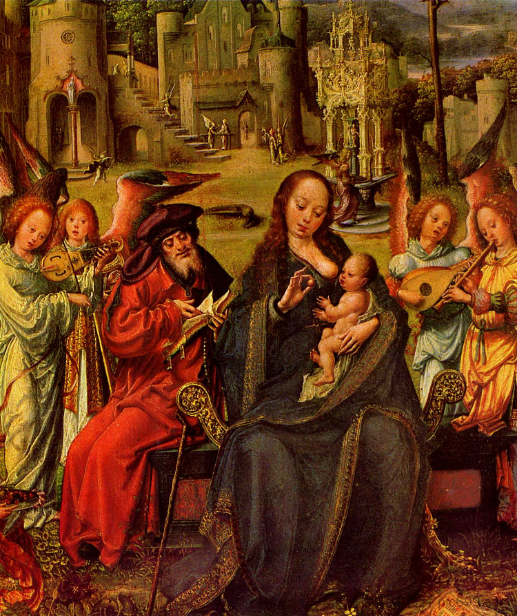 圣家庭与圣凯瑟琳和圣芭芭拉 Holy Family with St. Catherine and St. Barbara (c.1515)，马布斯