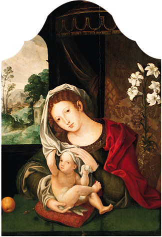 麦当娜和孩子玩面纱 Madonna and Child playing with the veil (c.1520)，马布斯