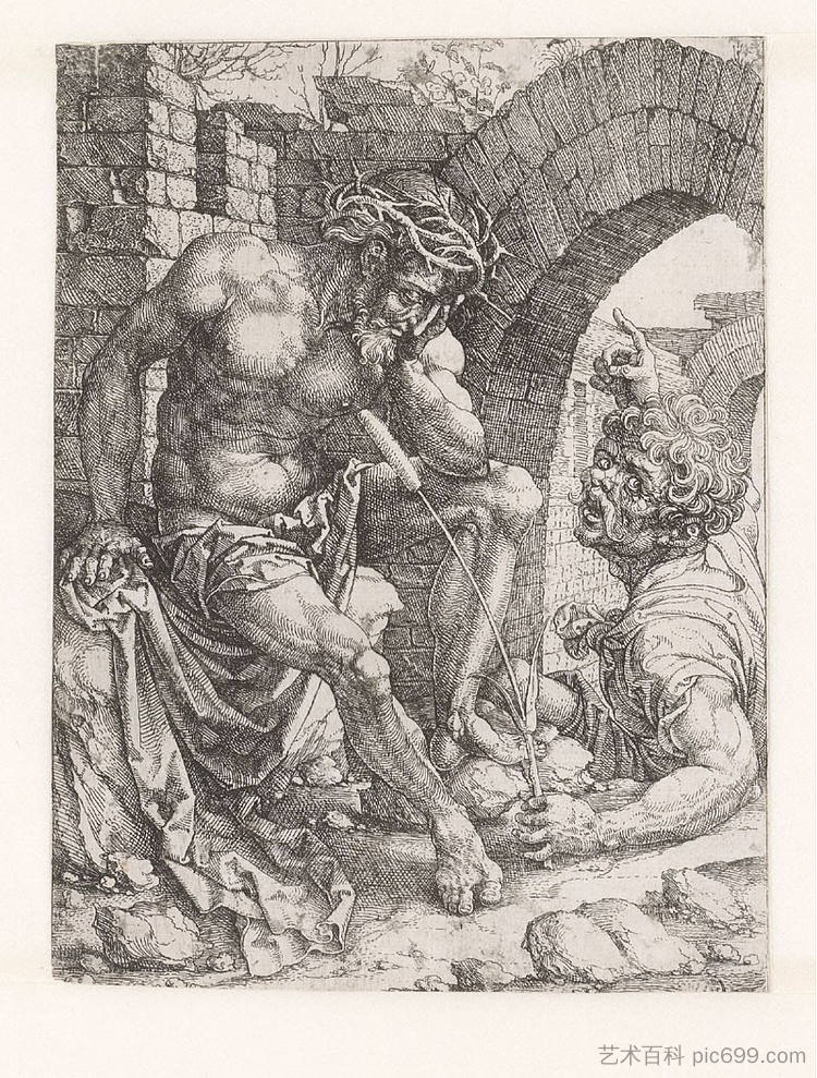 嘲弄基督（悲伤的人） The Mocking of Christ (The man of sorrows) (c.1525)，马布斯