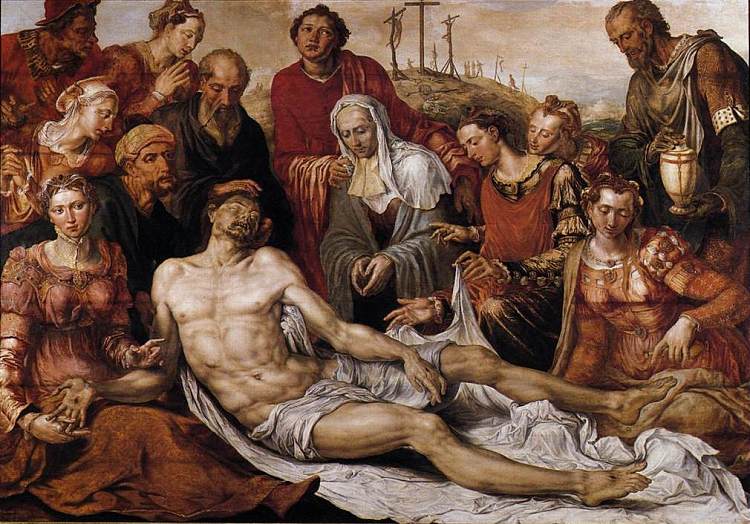 对死去的基督的哀悼 Lamentation on the Dead Christ (1566)，迈尔顿·范·希姆斯柯克