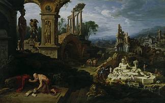 风景与圣杰罗姆 Landscape with St. Jerome (1547)，迈尔顿·范·希姆斯柯克